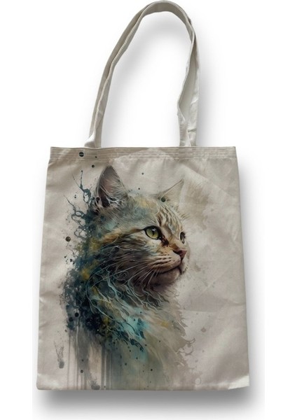 Kanvas Kedi Desenli Çift Taraf Desenli Bez Omuz Çantası fiyatları