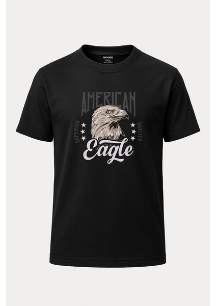 American Eagle Kartal Baskılı Loose Fit Bisiklet Yaka Unisex Tişört