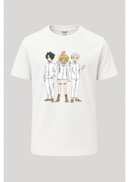 Vadedilmiş Yokyer The Promised Neverland Baskılı Loose Fit Bisiklet Yaka Unisex Tişört Anime Manga