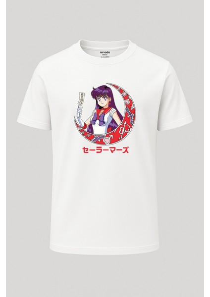 Sailor Moon Mars Baskılı Loose Fit Bisiklet Yaka Unisex Tişört Anime Manga