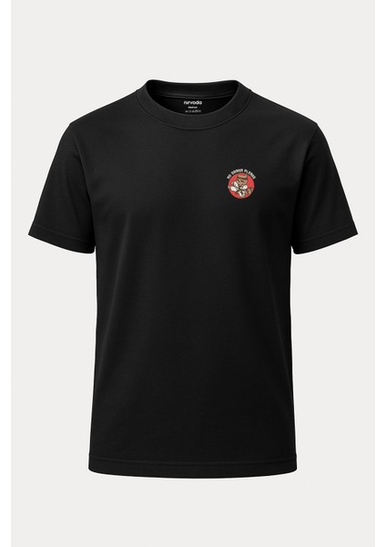 No Drama Karate Baskılı Loose Fit Bisiklet Yaka Unisex Tişört