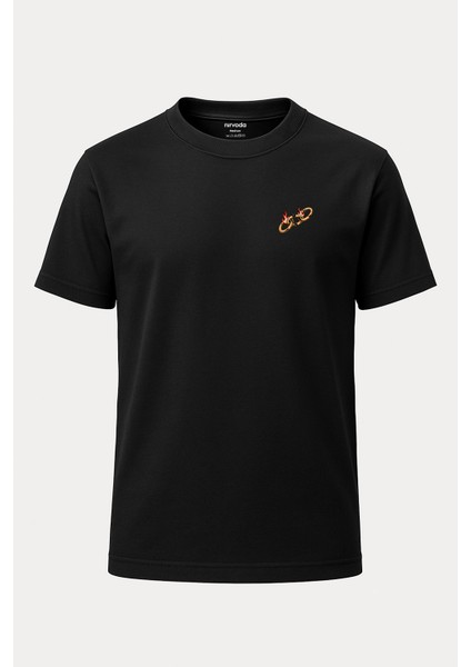 Kırık Yüzük Baskılı Loose Fit Bisiklet Yaka Unisex Tişört