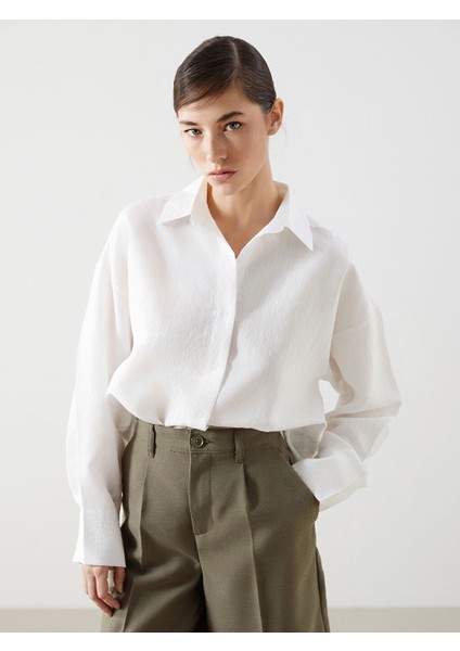 Yeni Sezon Cizgili Oversize Poplin Kadin Gomlek - S5KI73Z8