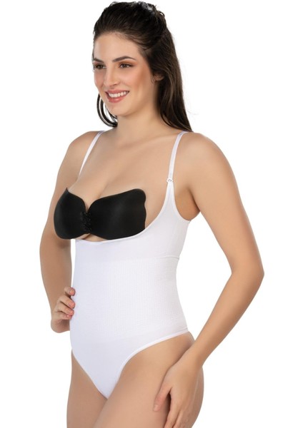 Beyaz Mı Emay 2076 Göğüsü Açık String Body Korse
