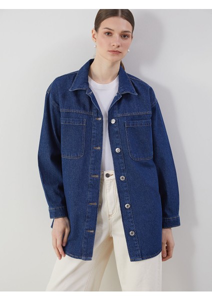 Yeni Sezon Gomlek Yaka Kadin Jean Ceket - S5H345Z8