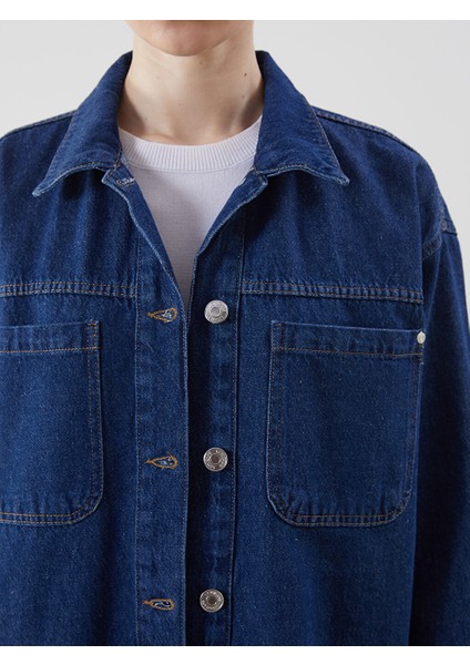Yeni Sezon Gomlek Yaka Kadin Jean Ceket - S5H345Z8 modelleri