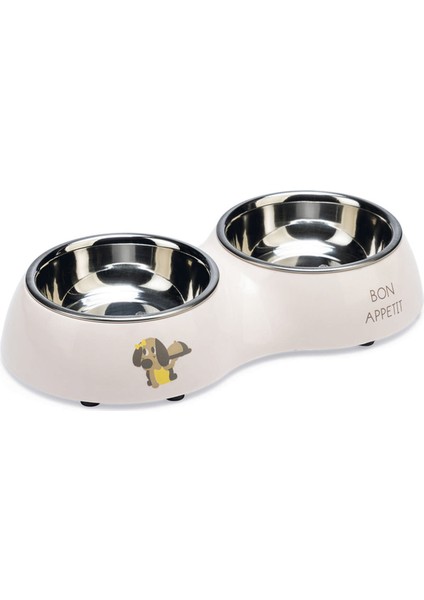 Köpek Ikili Mama ve Su Kabı, Paslanmaz Çelik, Pudra Pembe, 27X14CM, 2X160ML Dpmah modelleri