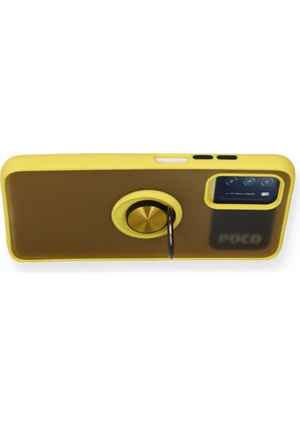 Xiaomi Redmi 9t Kılıf Montreal Yüzüklü Silikon Kapak - Sarı Dpmah
