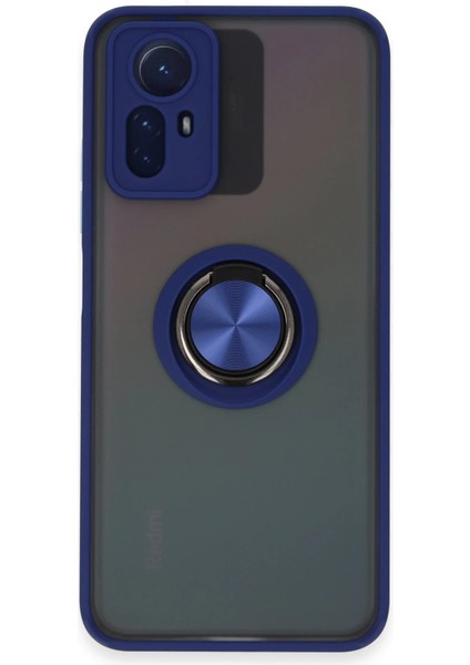 Xiaomi Redmi Note 12S Kılıf Montreal Yüzüklü Silikon Kapak - Lacivert Dpmah