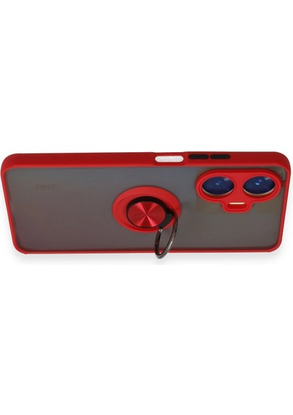 Realme C55 Kılıf Montreal Yüzüklü Silikon Kapak - Kırmızı Dpmah modelleri
