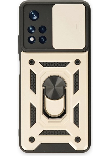 Xiaomi Poco M4 Pro 5g Kılıf Pars Lens Yüzüklü Silikon - Gold Dpmah
