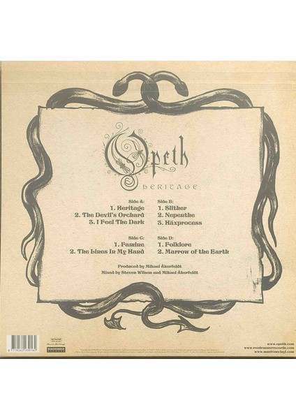 Opeth - Heritage Plak ( 2 Lp & Poster & Insert)