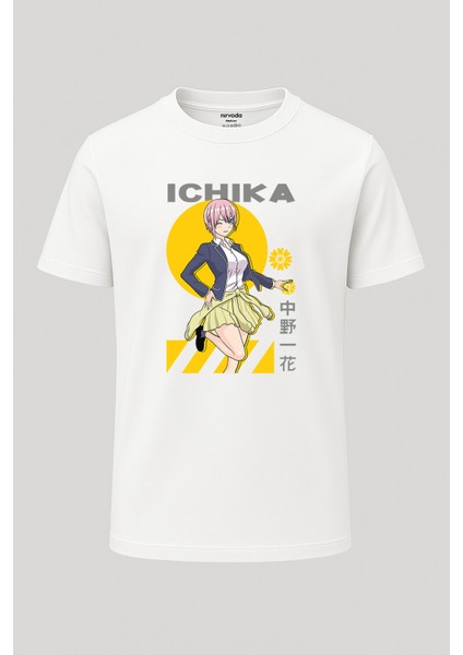 Nakano Ichika Eşsiz Beşizler Baskılı Loose Fit Bisiklet Yaka Unisex Tişört Anime Manga