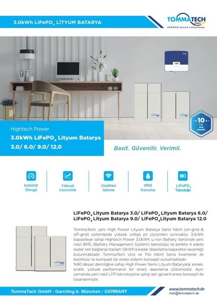 Hıghtech Power 3kwh Yüksek Voltaj Lityum Batarya