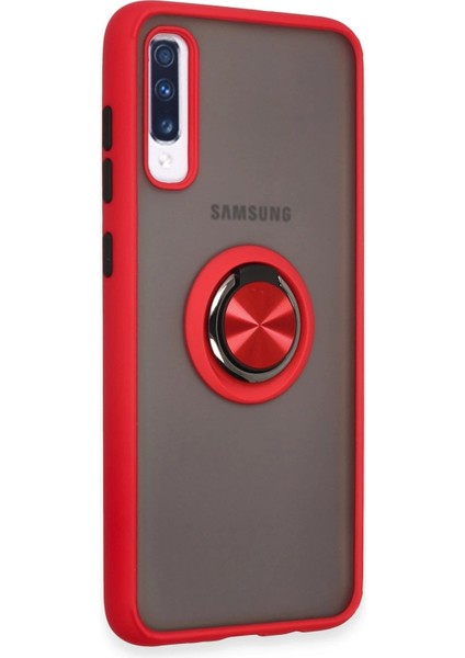 Samsung Galaxy A70 Kılıf Montreal Yüzüklü Silikon Kapak - Kırmızı Dpmah