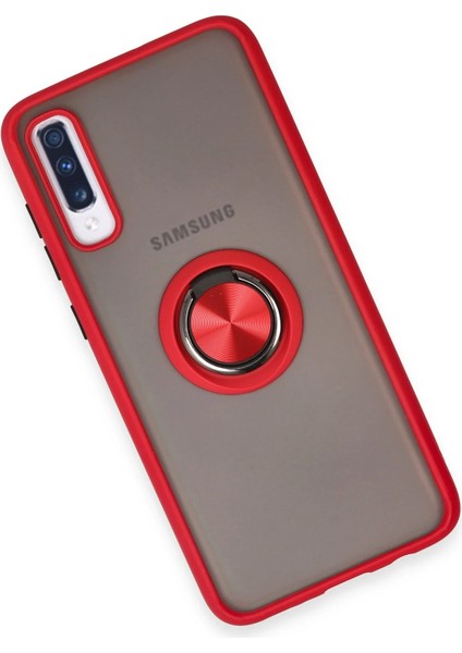 Samsung Galaxy A70 Kılıf Montreal Yüzüklü Silikon Kapak - Kırmızı Dpmah