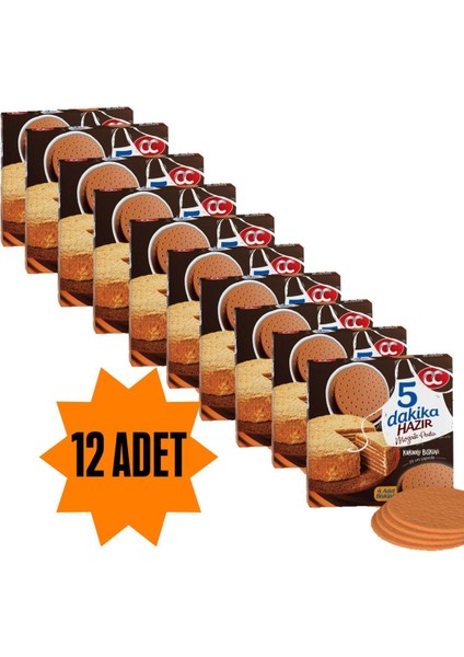 12 Adet 5 Dakika Hazır Mozaik Pasta - 20 cm Çapında 4 Kat Kakaolu Pasta Tabanı Bisküvisi