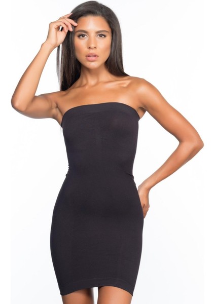 Siyah Mı Emay 5065 Straplez Elbise Korse