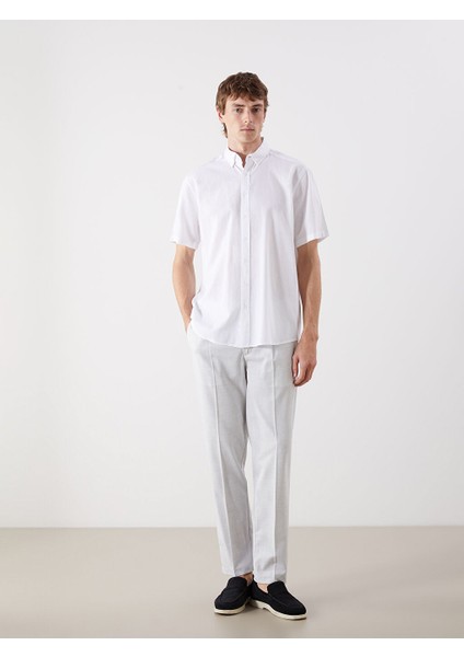Yeni Sezon Regular Fit Kisa Kollu Keten Karisimli Erkek Gomlek - S5ED23Z8 fiyatları