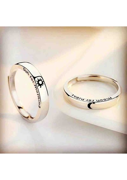 Gece Gündüz Moon Sun Çift Yüzüğü Ahşap Kutu Gönderim