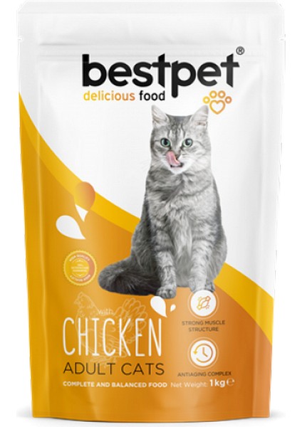 1 kg x 10 Adet Yetişkin Kediler Için Tavuk Etli Kuru Mama Dpmah