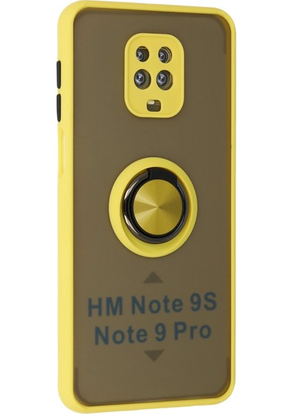 Xiaomi Redmi Note 9 Pro Kılıf Montreal Yüzüklü Silikon Kapak - Sarı Dpmah