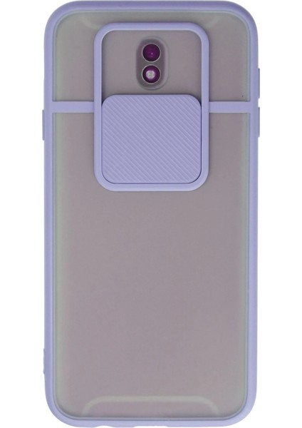Samsung Galaxy J7 Pro / J730 Kılıf Palm Buzlu Kamera Sürgülü Silikon - Lila Dpmah