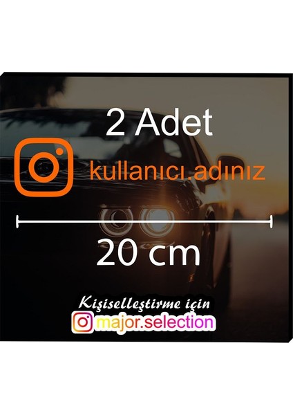 Turuncu Instagram Logolu Kullanıcı Adı - 2 Adet 20 cm - Araç - Motor Sticker Etiketi Folyo Kesim