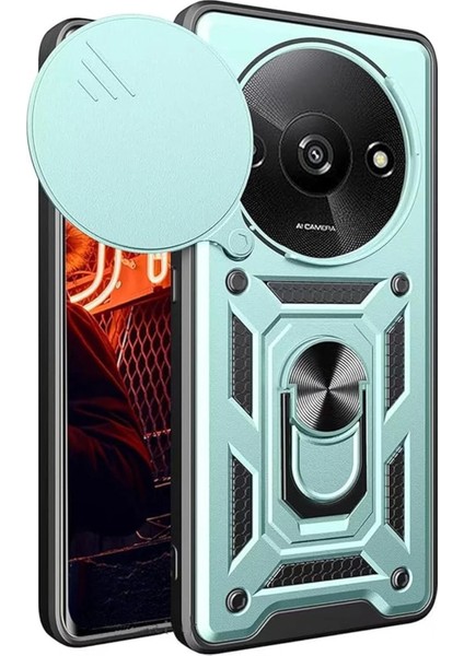 Xiaomi Redmi A3 4g Kılıf Pars Lens Yüzüklü Silikon - Yeşil Dpmah