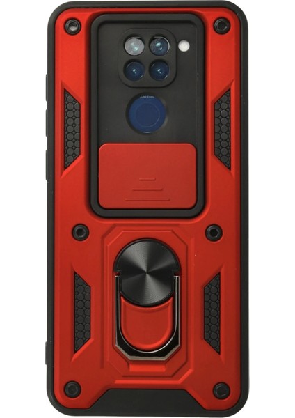 Xiaomi Redmi Note 9 Kılıf Pars Lens Yüzüklü Silikon - Kırmızı Dpmah