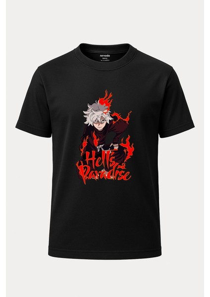 Gabimaru Jigokuraku Baskılı Loose Fit Bisiklet Yaka Unisex Tişört Anime Manga