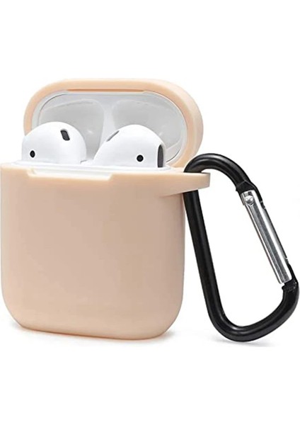 Airpods 2 (2.nesil) Sert Silikon Kılıf - Bej Dpmah