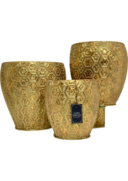 Metal Gold 3'lü Yer Vazosu Seti