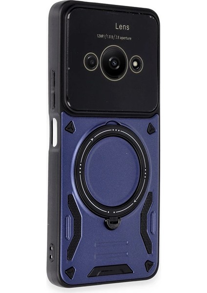 Xiaomi Poco C61 Kılıf Joy Lens Standlı Kapak - Lacivert Dpmah