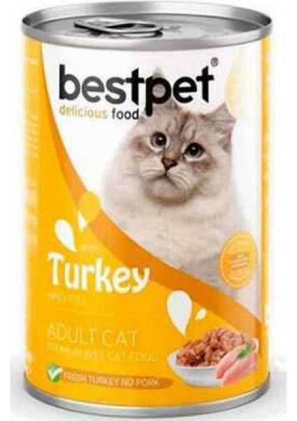 400 gr x 12 Adet Yetişkin Kediler Için, Taze Hindi Parça Etli ve Soslu Yaş Mama Dpmah