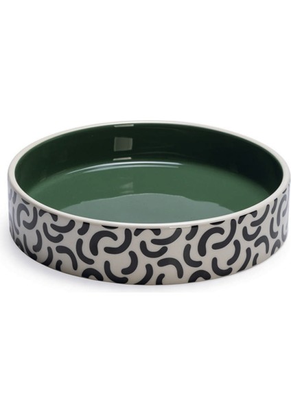 Kedi Mama Su Kabı, Seramik, Yeşil / Beyaz, 16,5cm, 300ML Dpmah