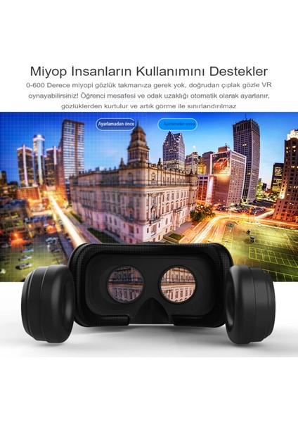 Shinecon SC-G04EA 3D Sanal Gerçeklik Gözlüğü - Siyah Dpmah