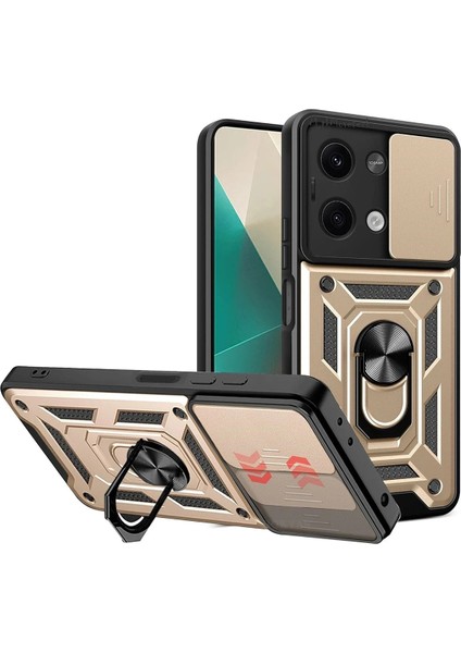 Xiaomi Poco X6 Kılıf Pars Lens Yüzüklü Silikon - Gold Dpmah