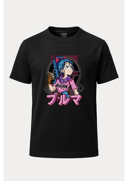 Bulma Dragon Ball Baskılı Loose Fit Bisiklet Yaka Unisex Tişört Anime Manga