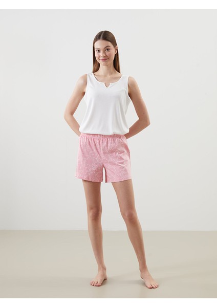 Yeni Sezon Beli Lastikli Baskili Kadin Sort Pijama Alti 2'li - S5CC85Z8