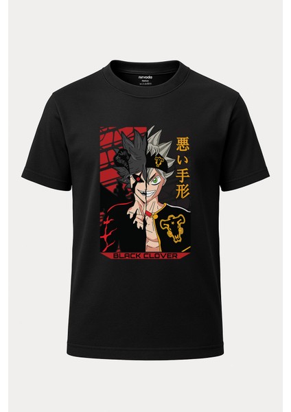 Asta Black Clover Baskılı Loose Fit Bisiklet Yaka Unisex Tişört Anime Manga