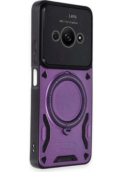 Xiaomi Poco C61 Kılıf Joy Lens Standlı Kapak - Mor Dpmah