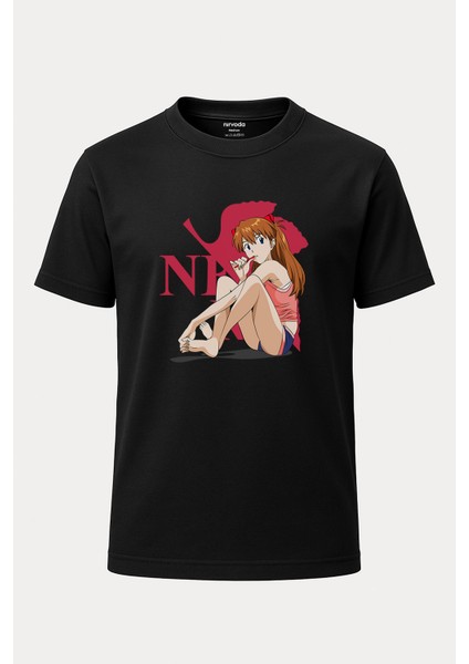 Asuka Langley Soryu Baskılı Loose Fit Bisiklet Yaka Unisex Tişört Anime Manga