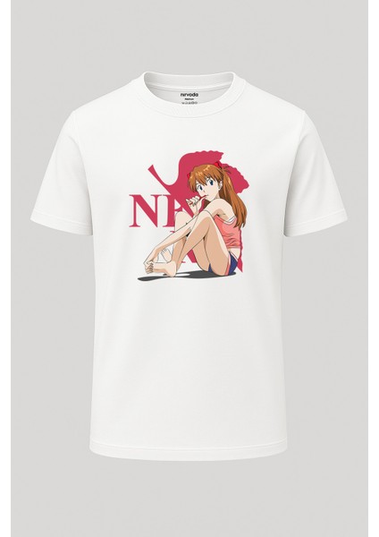 Asuka Langley Soryu Baskılı Loose Fit Bisiklet Yaka Unisex Tişört Anime Manga