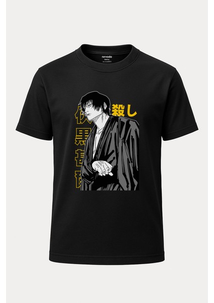 Toji Jujutsu Kaisen Baskılı Loose Fit Bisiklet Yaka Unisex Tişört