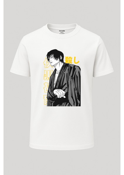 Toji Jujutsu Kaisen Baskılı Loose Fit Bisiklet Yaka Unisex Tişört