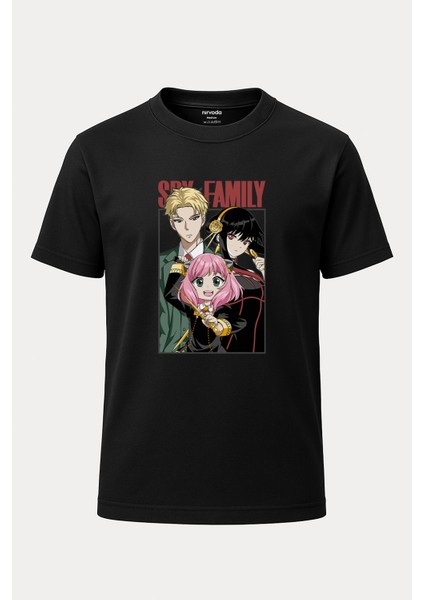 Spy x Family Karakter Baskılı Loose Fit Bisiklet Yaka Unisex Tişört