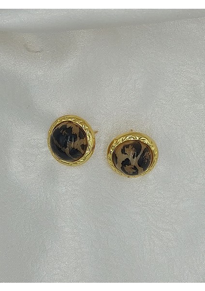 Leopar Gümüş Iğne Küpe