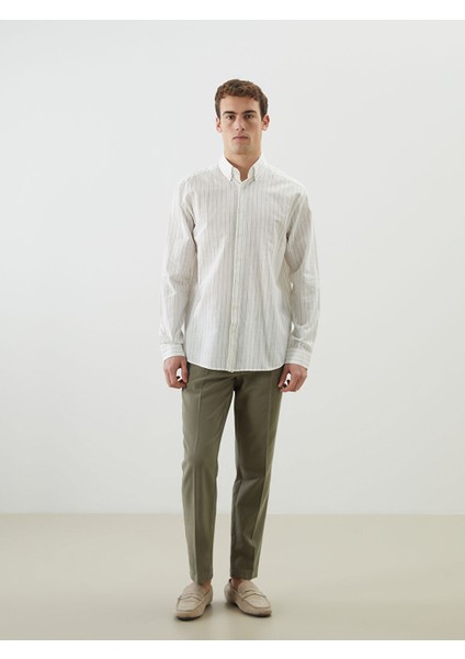 Yeni Sezon Slim Fit Uzun Kollu Cizgili Poplin Erkek Gomlek - S5G259Z8 fiyatları