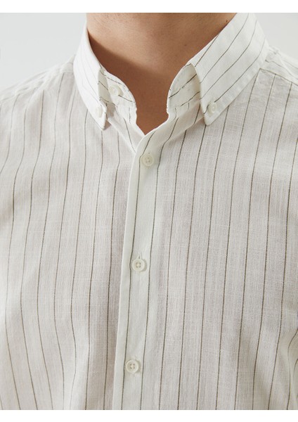 Yeni Sezon Slim Fit Uzun Kollu Cizgili Poplin Erkek Gomlek - S5G259Z8 modelleri
